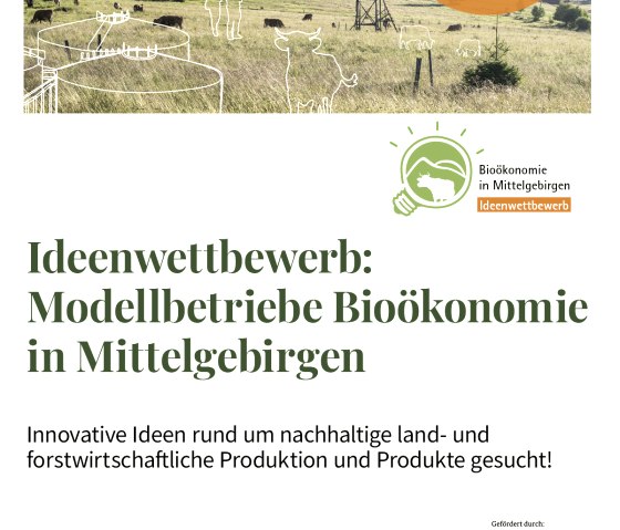 Plakat „Modellbetriebe Bioökonomie“ Mittelgebirge, © DVL
