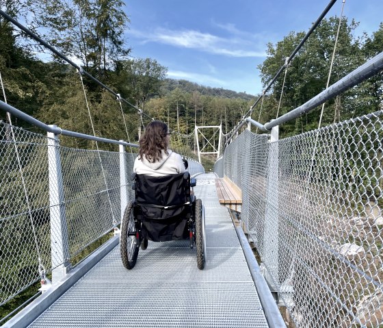 Die Hängebrücke ist teilweise barrierefrei., © Naturpark Südeifel/Ansgar Dondelinger